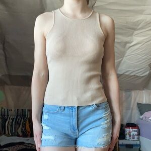 💛 Tan Tank Top, Fashion Nova Tank Top, Small, Summer Tops, Ribbed